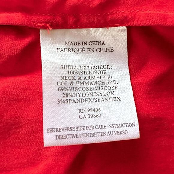 Theory Bonda Silk Tank Top Red White Trim Sleeveless Knit Collar Quiet Luxury M - Picture 13 of 13